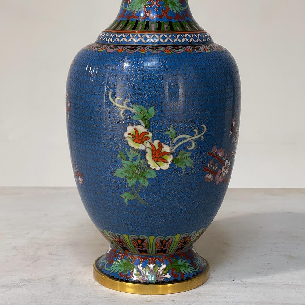 Pair 19th Century Cloisonne Vases For Sale 5