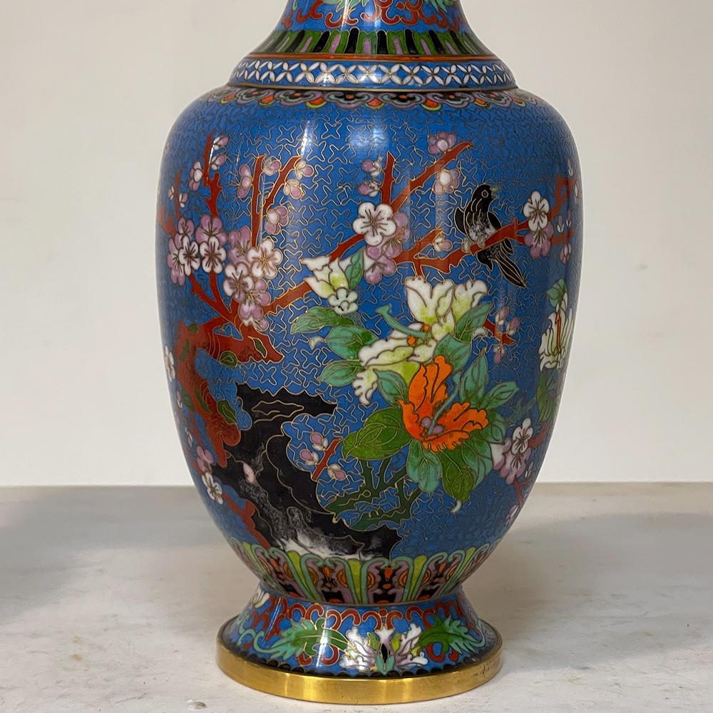 Pair 19th Century Cloisonne Vases For Sale 9