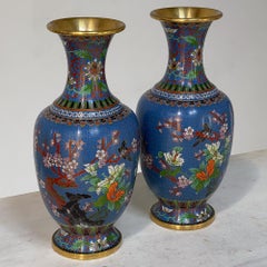 Pair 19th Century Cloisonne Vases