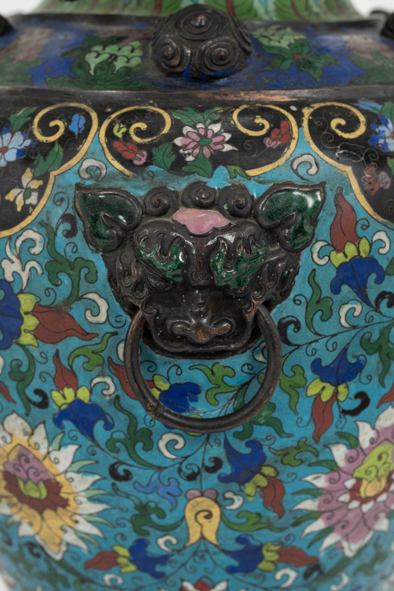 Pair 19th Century Cloisonné Vases In Good Condition For Sale In Houston, TX