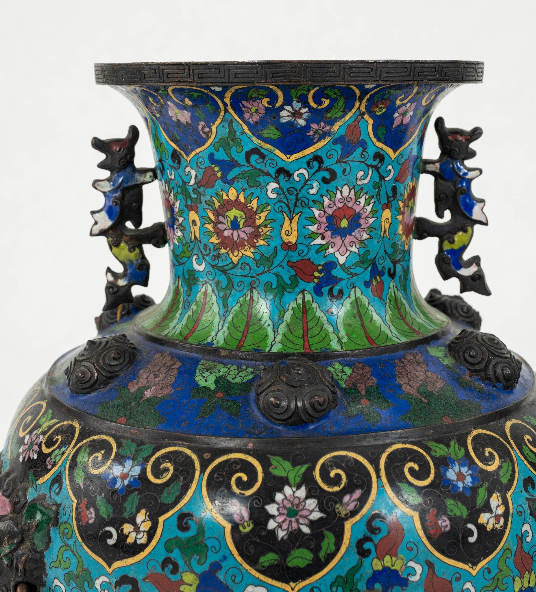 Pair 19th Century Cloisonné Vases For Sale 1