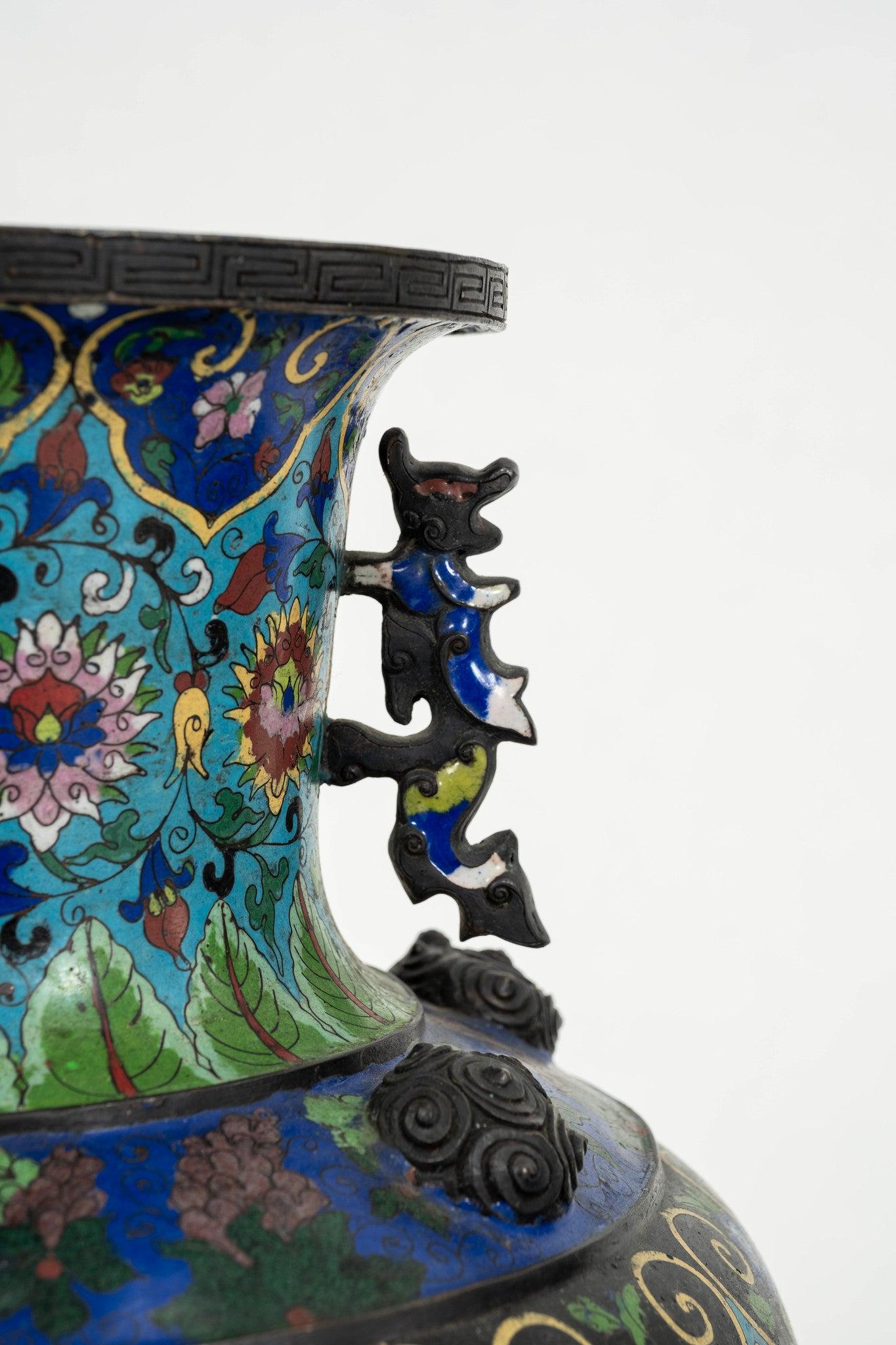 Pair 19th Century Cloisonné Vases For Sale 2