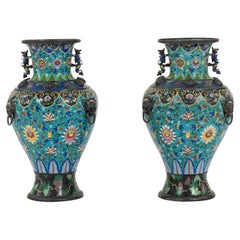 Pair 19th Century Cloisonné Vases