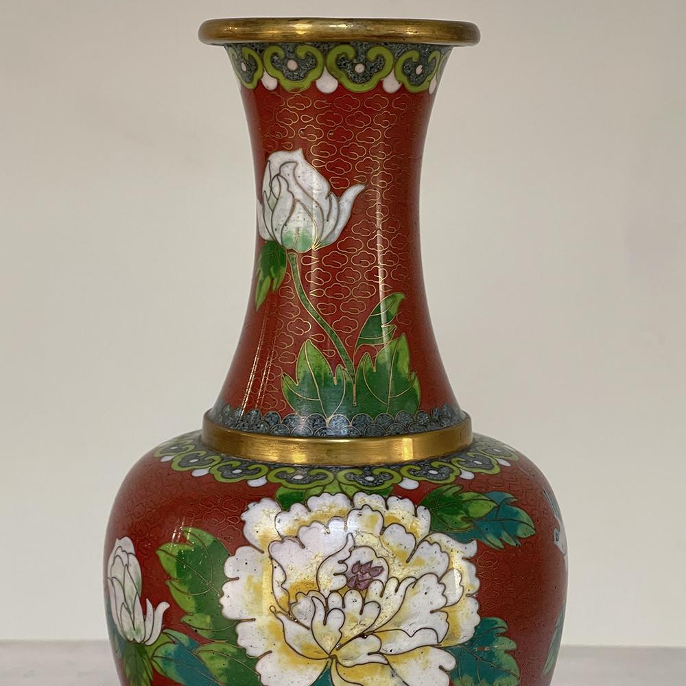 Pair 19th Century Cloissone Vases For Sale 3