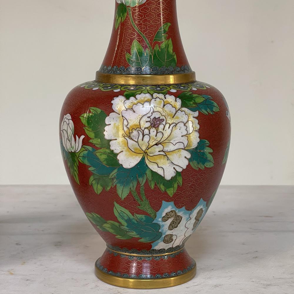 Pair 19th Century Cloissone Vases For Sale 4
