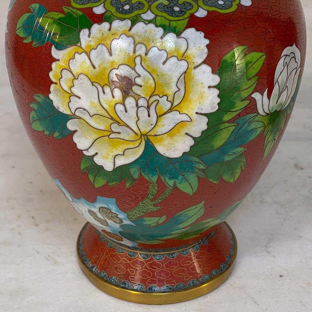 Pair 19th Century Cloissone Vases For Sale 5