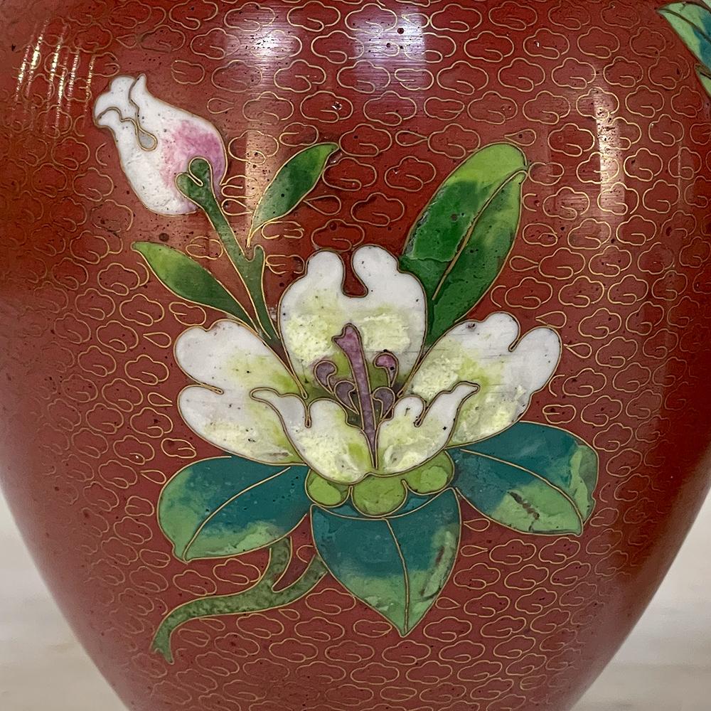 Pair 19th Century Cloissone Vases For Sale 6