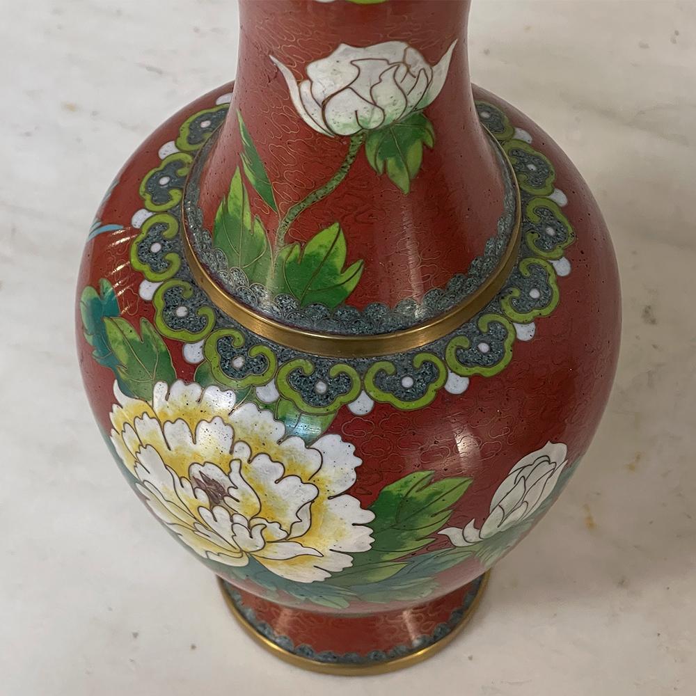 Pair 19th Century Cloissone Vases For Sale 8