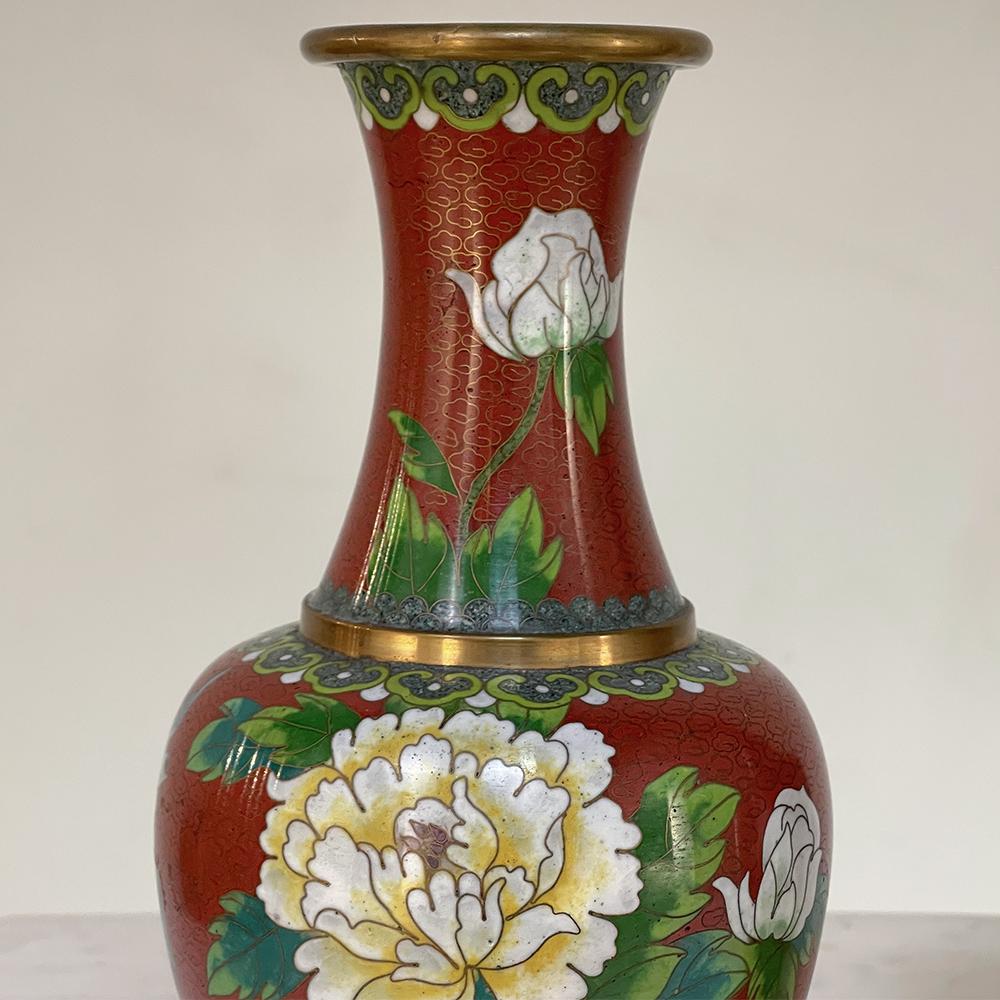Pair 19th Century Cloissone Vases For Sale 1