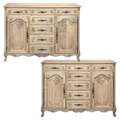 Antique Pair 19th Century Country French Buffets in Stripped Oak