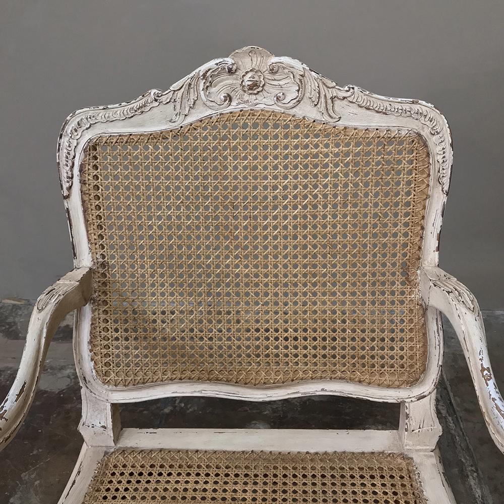 Pair of 19th Century Country French Caned Painted Armchairs In Good Condition In Dallas, TX