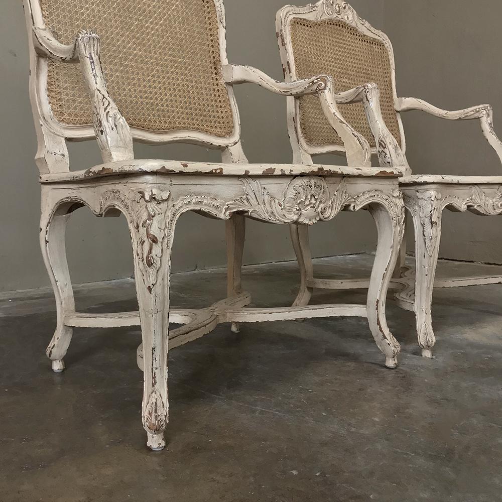 Pair of 19th Century Country French Caned Painted Armchairs 2