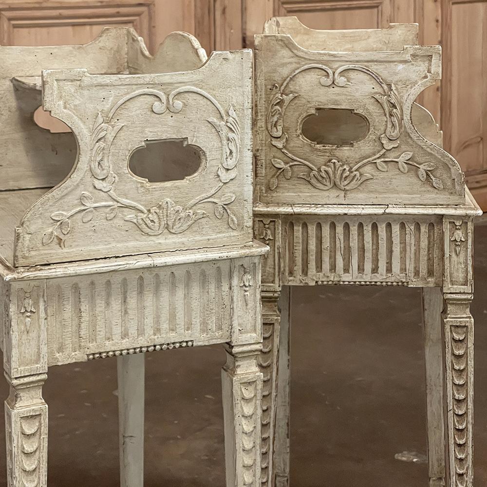 Pair 19th Century Country French Louis XVI Painted Nightstands For Sale 8