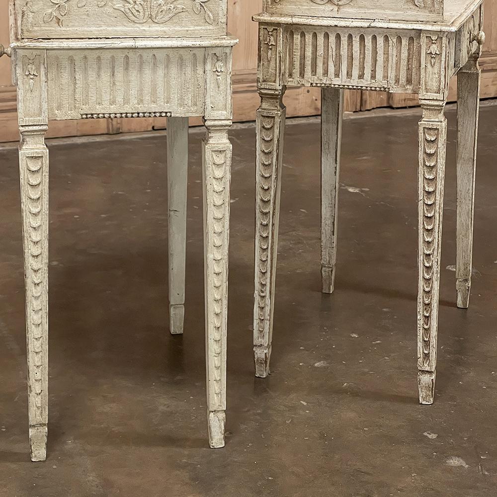 Pair 19th Century Country French Louis XVI Painted Nightstands For Sale 9