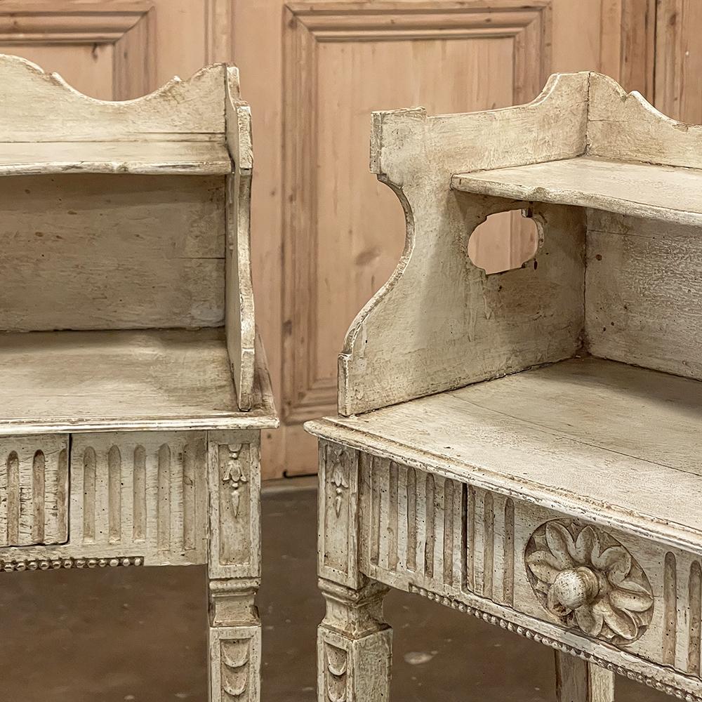 Pair 19th Century Country French Louis XVI Painted Nightstands For Sale 13
