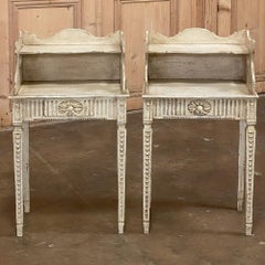 Pair 19th Century Country French Louis XVI Painted Nightstands