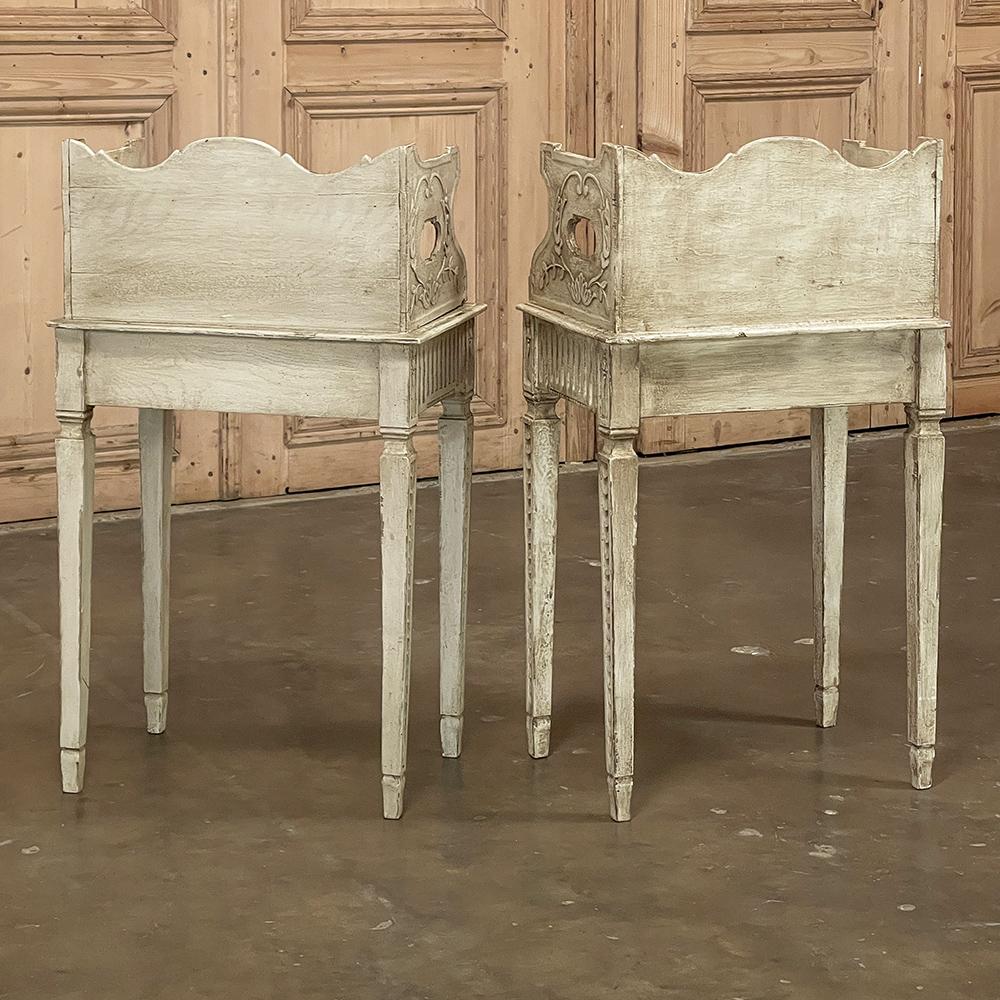 Pair 19th Century Country French Louis XVI Painted Nightstands For Sale 14