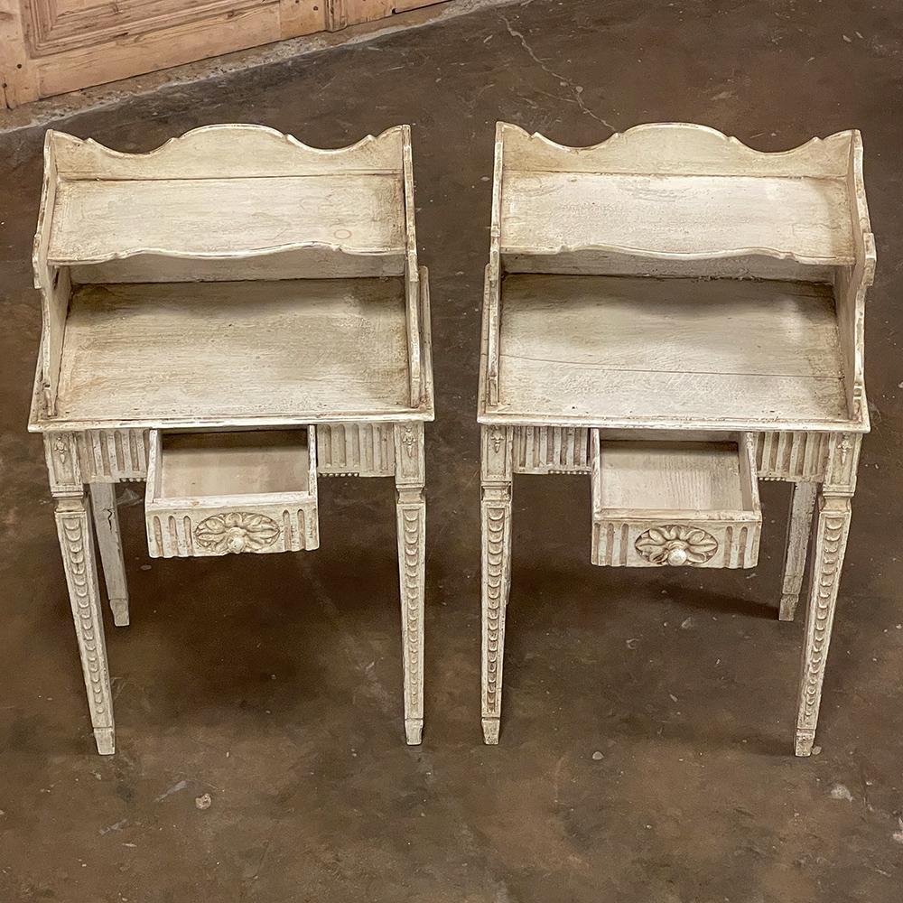 Late 19th Century Pair 19th Century Country French Louis XVI Painted Nightstands For Sale