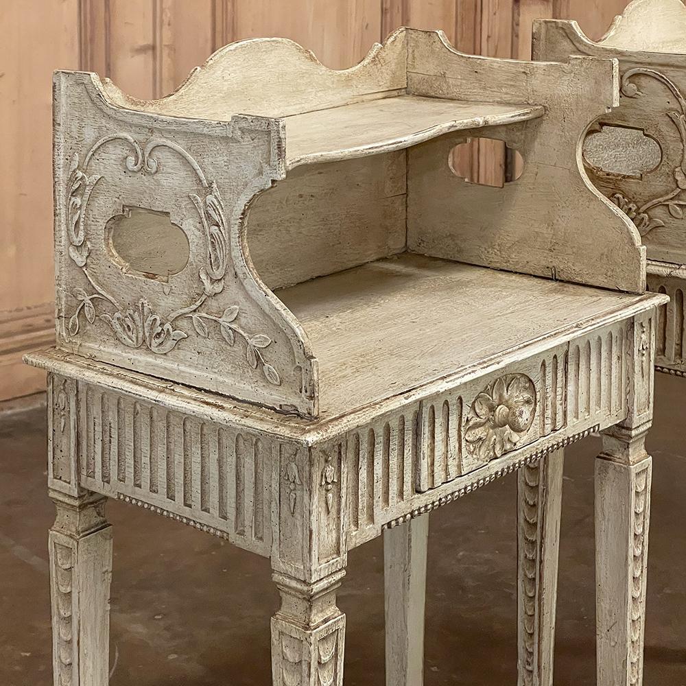 Pair 19th Century Country French Louis XVI Painted Nightstands For Sale 2