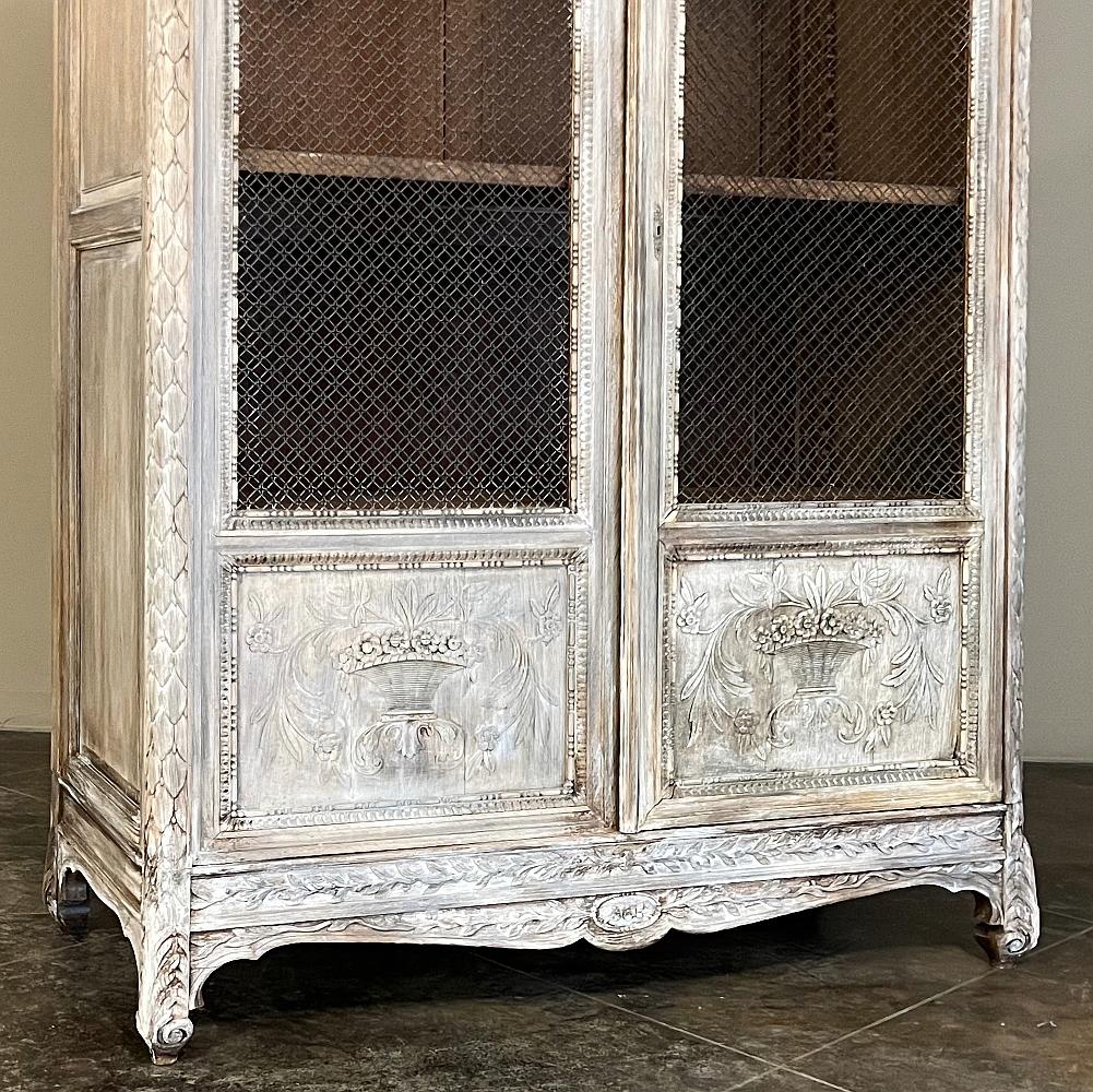 Pair 19th Century Country French Louis XVI Whitewashed Bookcases For Sale 8