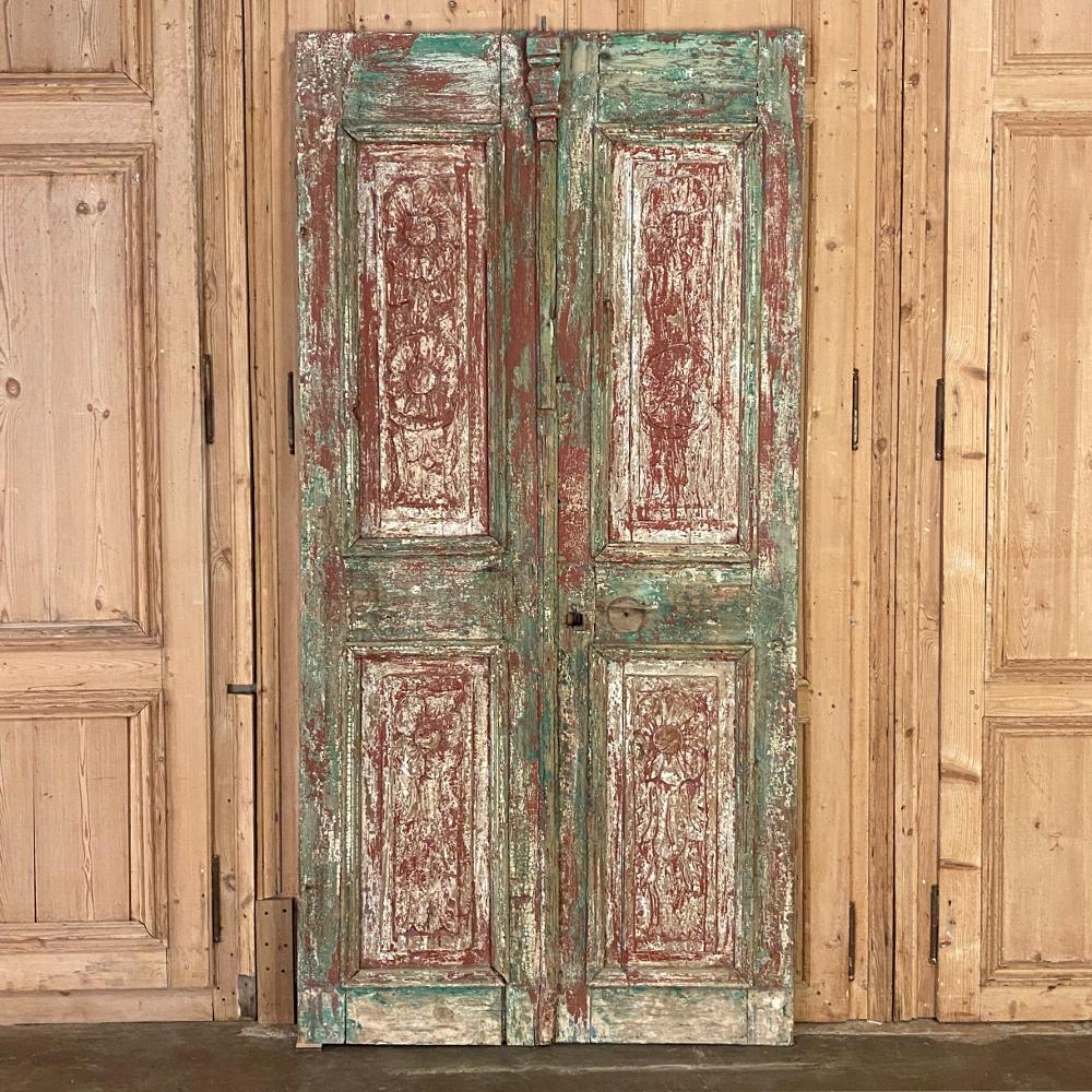 Belgian Pair of 19th Century Country French Painted Doors For Sale