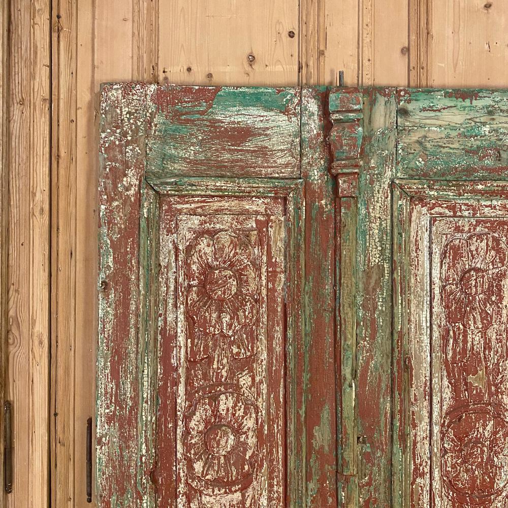 Hand-Crafted Pair of 19th Century Country French Painted Doors For Sale