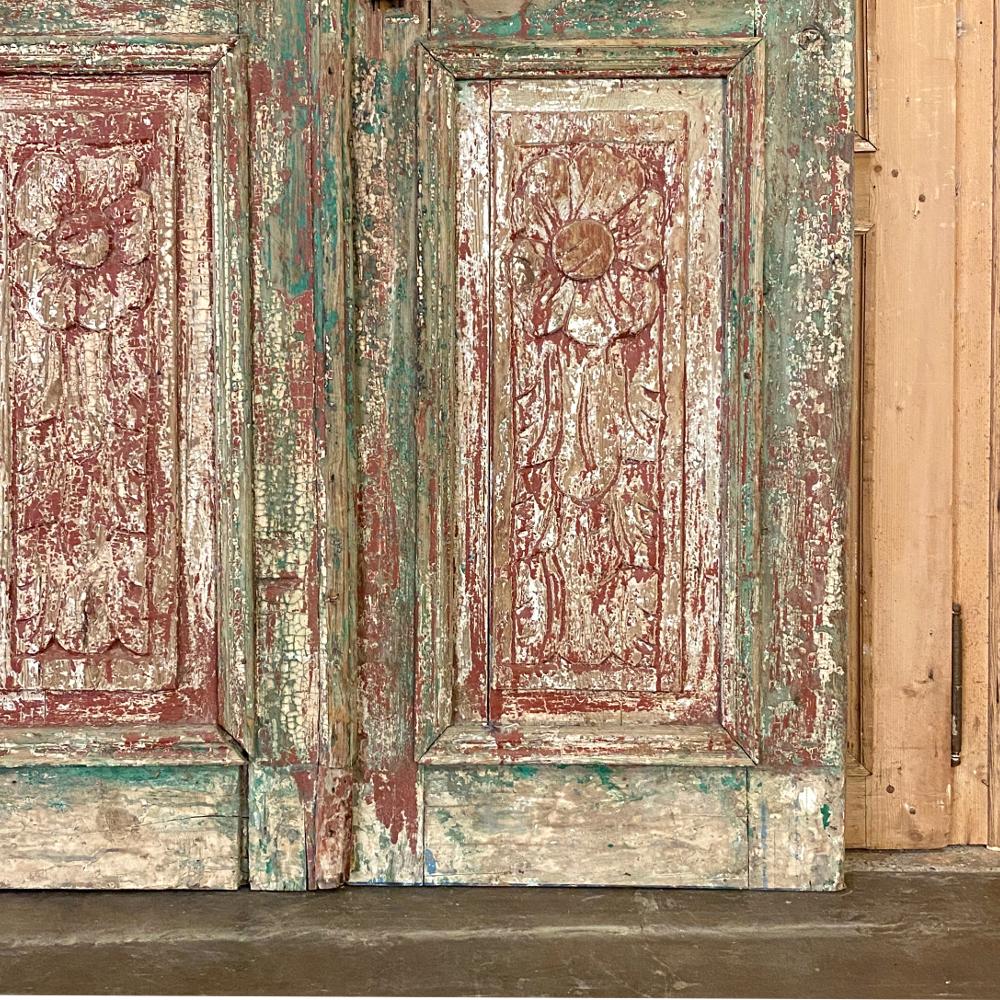 Wood Pair of 19th Century Country French Painted Doors For Sale