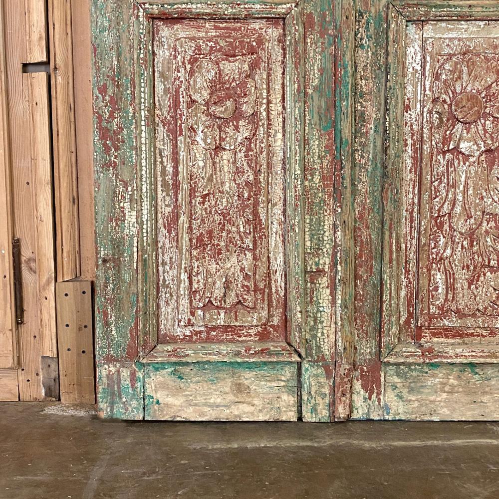 Pair of 19th Century Country French Painted Doors For Sale 1
