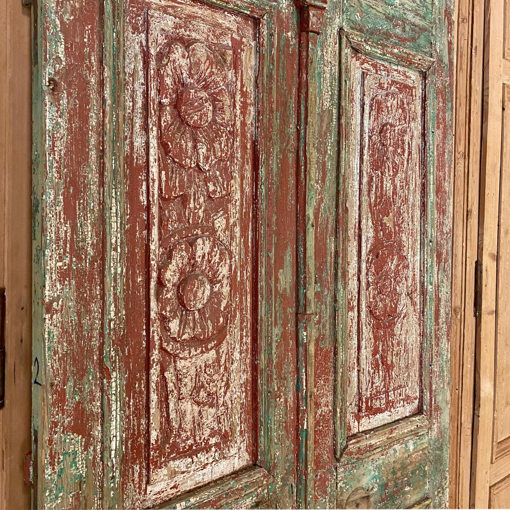 Pair of 19th Century Country French Painted Doors For Sale 2