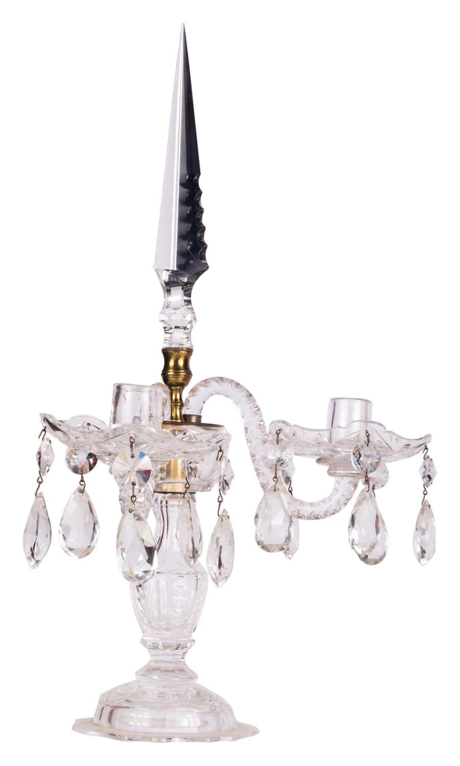 Pair of 19th Century Cut Glass Candelabra In Good Condition For Sale In Brighton, Sussex