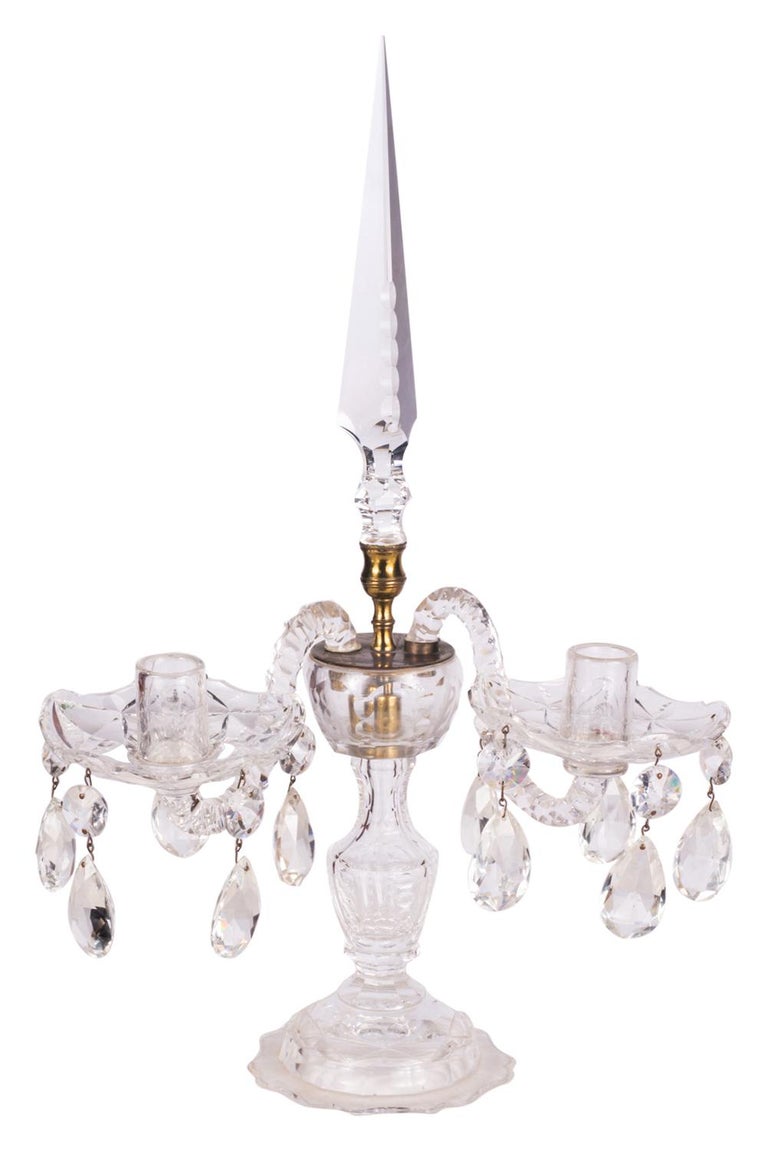 Pair of 19th Century Cut Glass Candelabra For Sale at 1stDibs