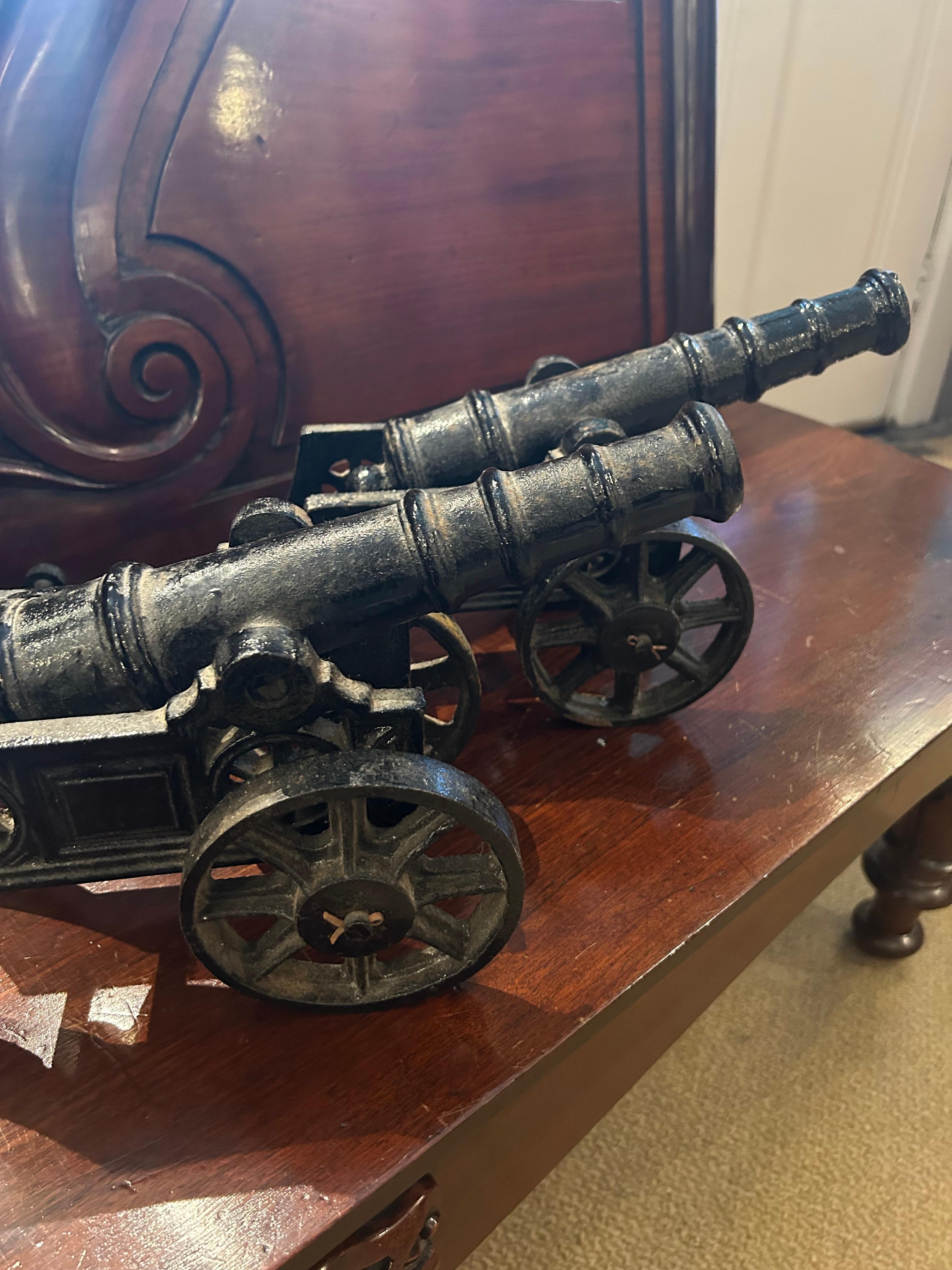 English Pair 19th Century Decorative Desktop Signalling Cannons For Sale
