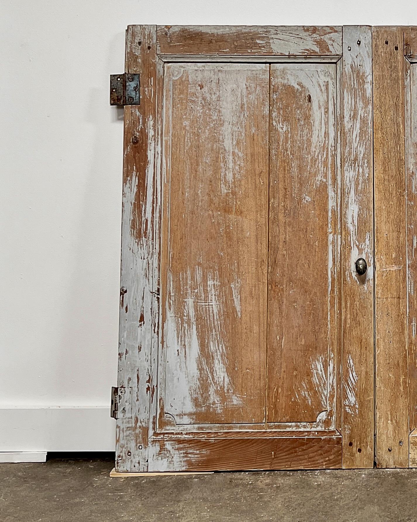 Pair 19th Century Distressed French Cupboard Doors In Good Condition For Sale In Mckinney, TX