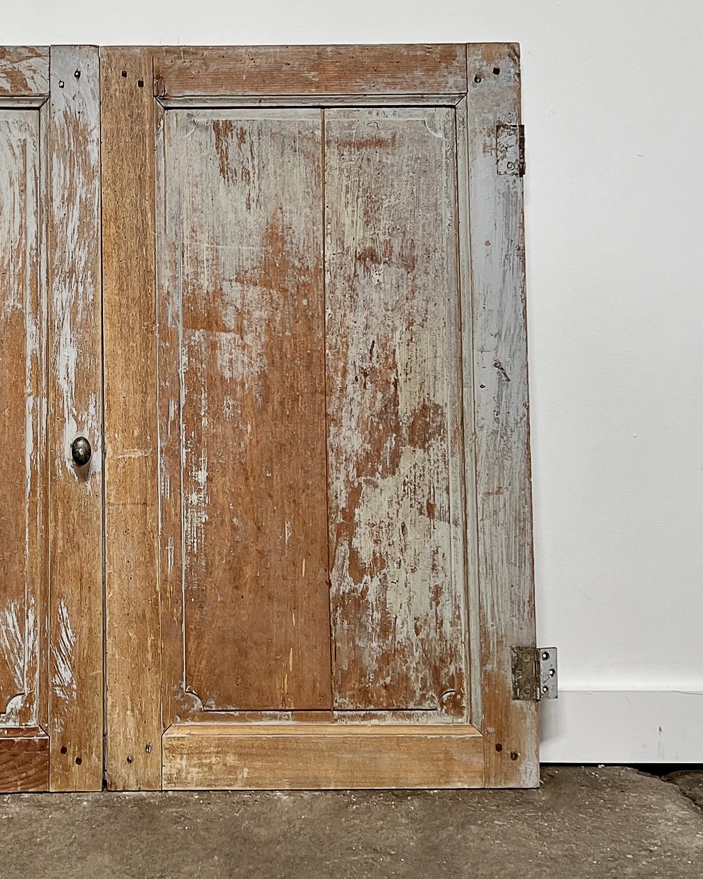 Pair 19th Century Distressed French Cupboard Doors For Sale 2