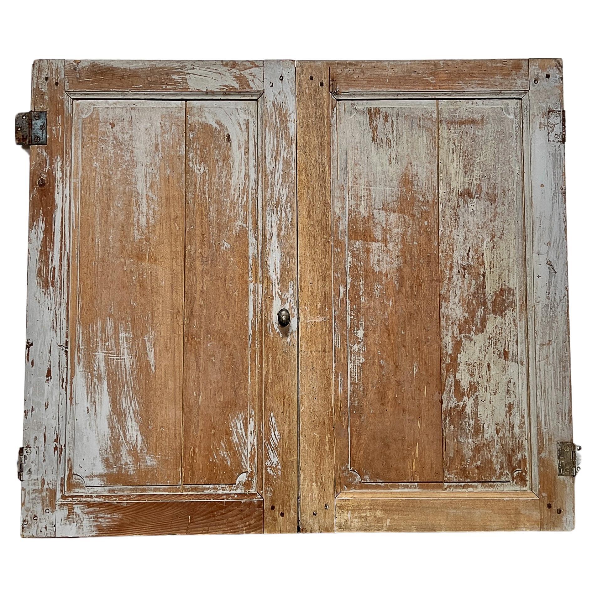 Pair 19th Century Distressed French Cupboard Doors For Sale