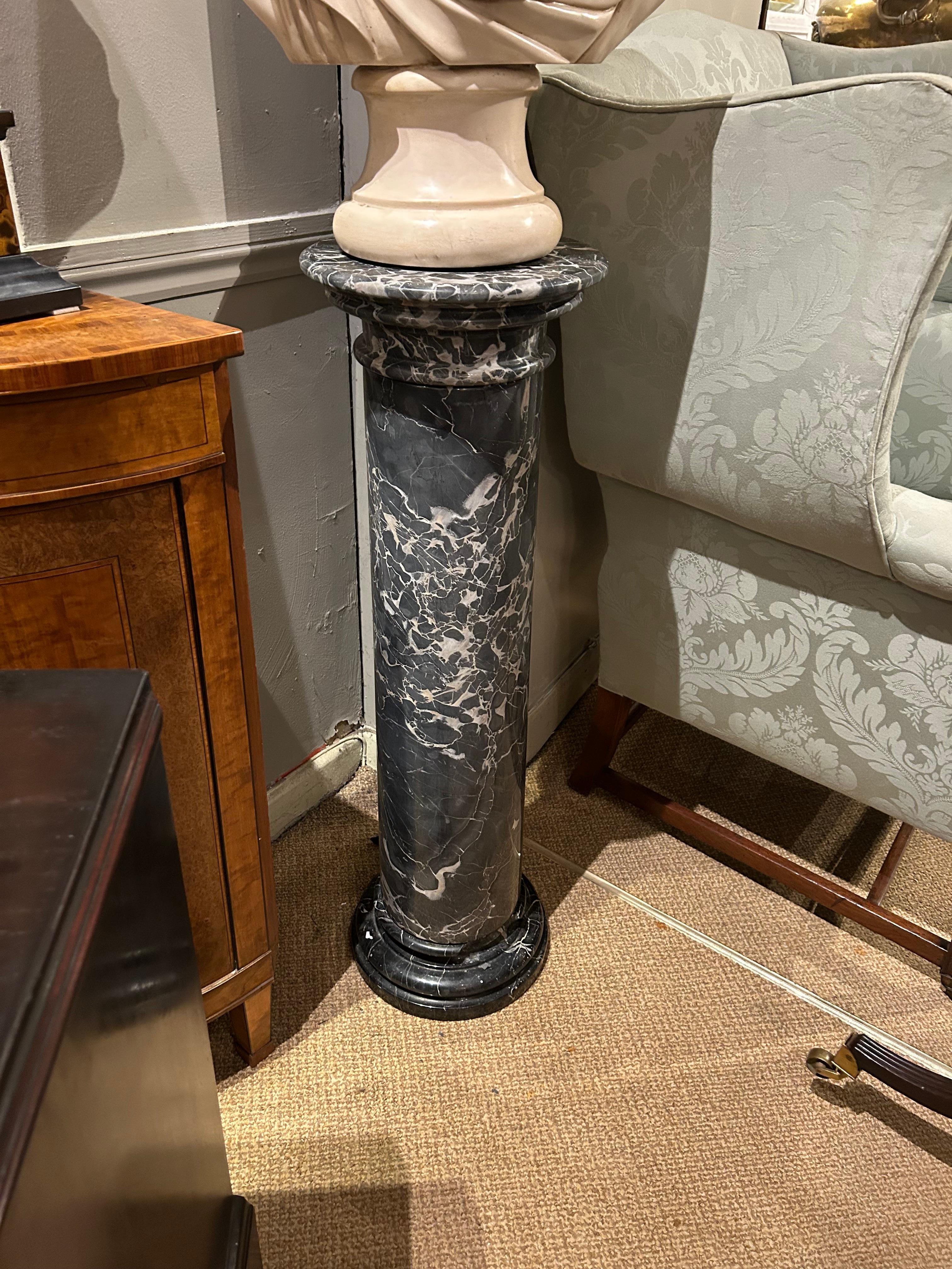 Neoclassical Pair 19th Century Dove Grey Marble Column Pedestals For Sale