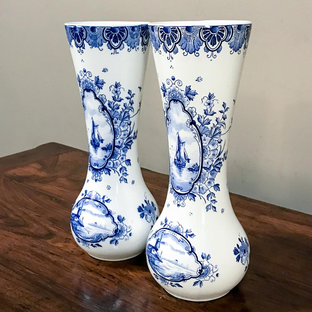 Louis XV Pair 19th Century Dutch Blue and White Vases