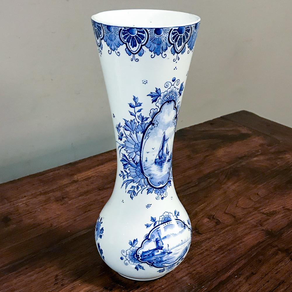 Late 19th Century Pair 19th Century Dutch Blue and White Vases