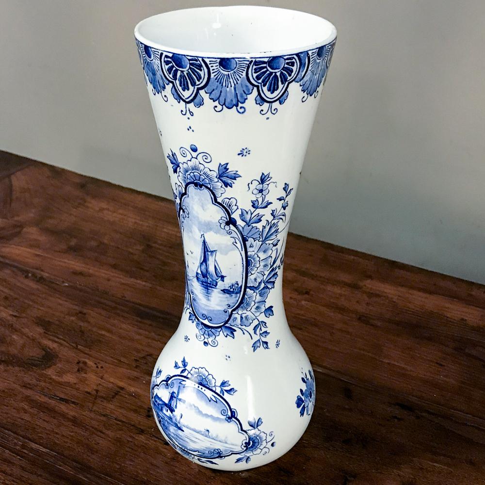 Ceramic Pair 19th Century Dutch Blue and White Vases