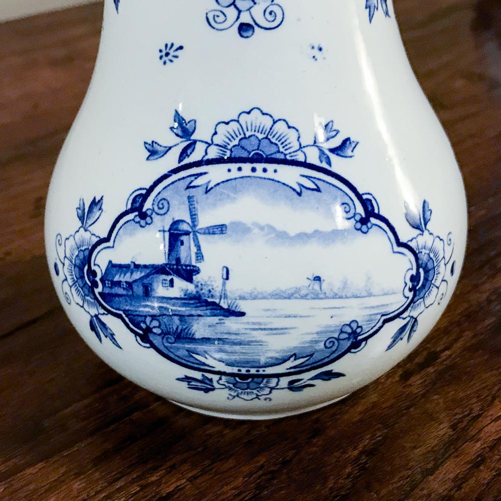 Pair 19th Century Dutch Blue and White Vases 2