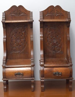 Pair 19th Century Eastlake Style Carved Mahogany Diminutive Side Tables