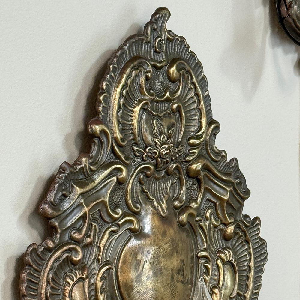 Pair 19th Century Embossed Brass Baroque Wall Sconces For Sale 7