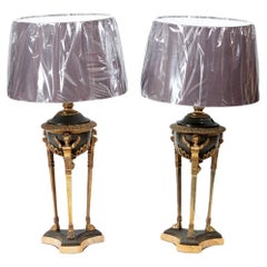 Used Pair 19th Century Empire Table Lamps
