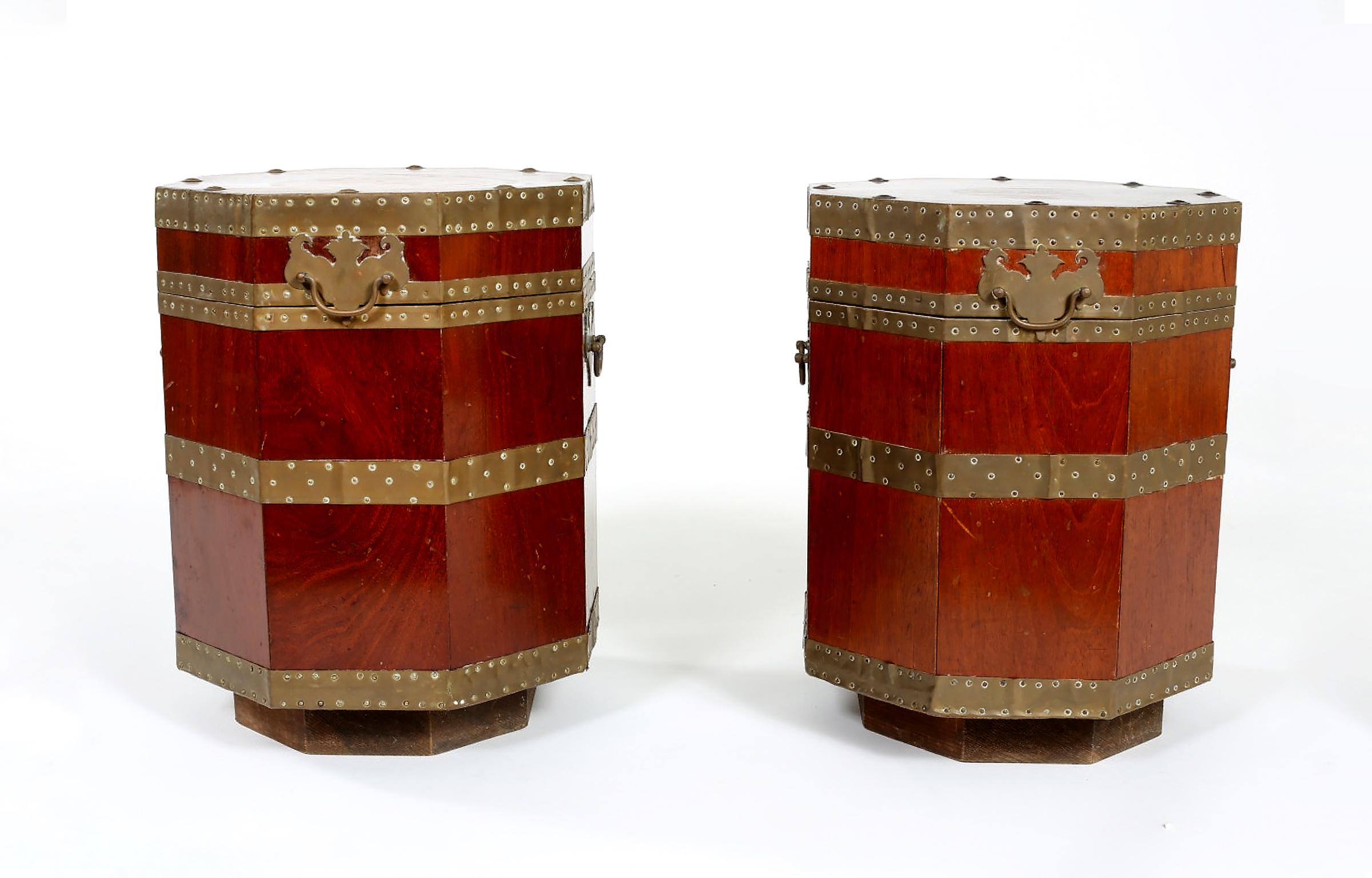 Pair 19th Century English Brass Mounted Lidded Tables 9
