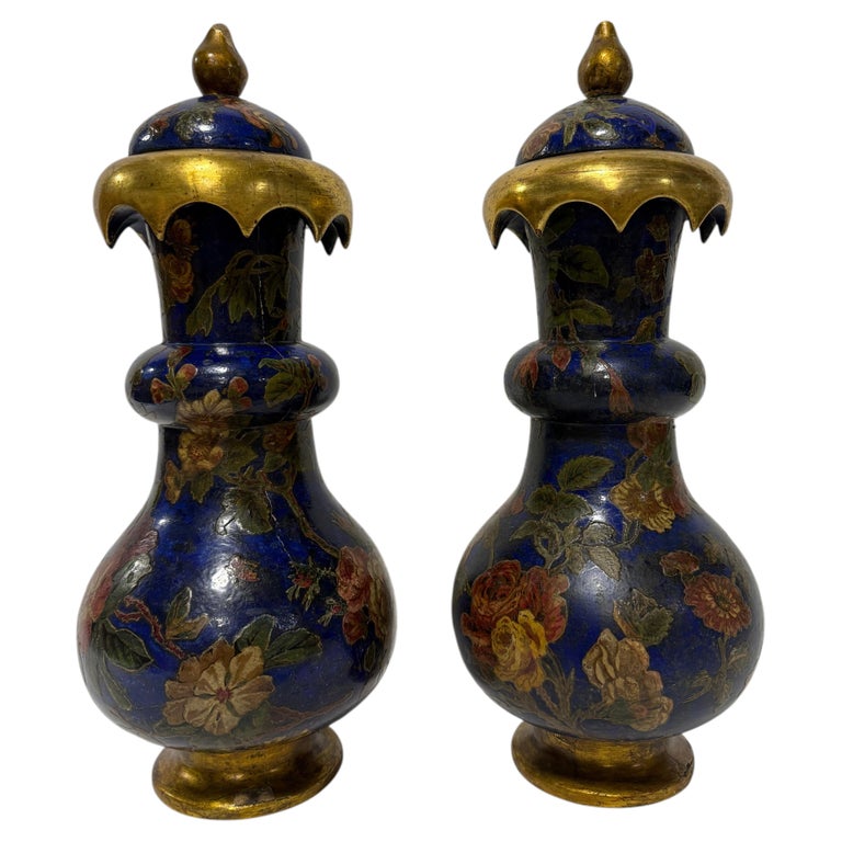 Paar, 19. Jahrhundert Englisch Brighton Pavilion Stil Decoupage and vergoldetes Holz Vasen im Angebot bei 1stDibs Deutschland