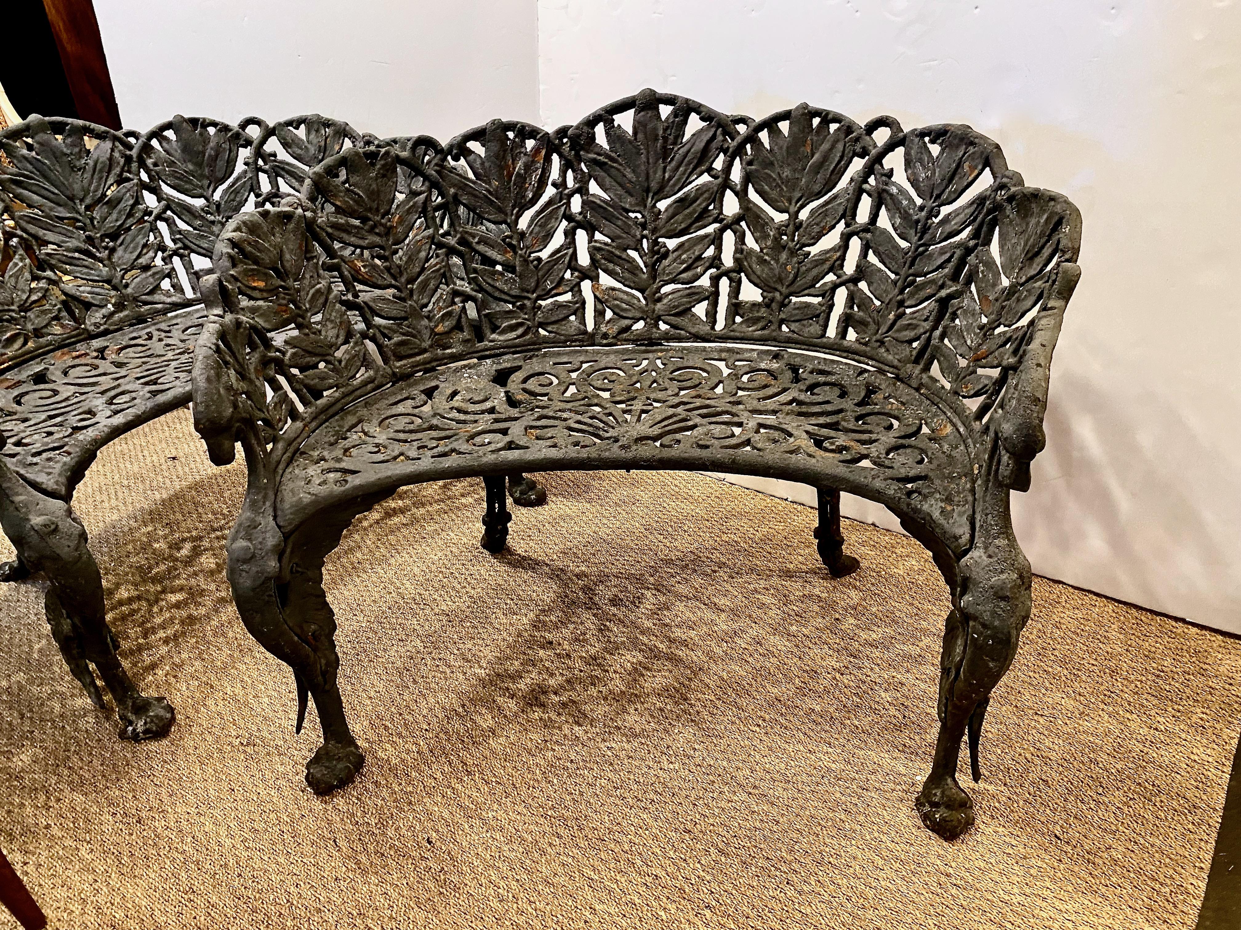 Pair 19th Century English Cast Iron Garden Benches For Sale 4