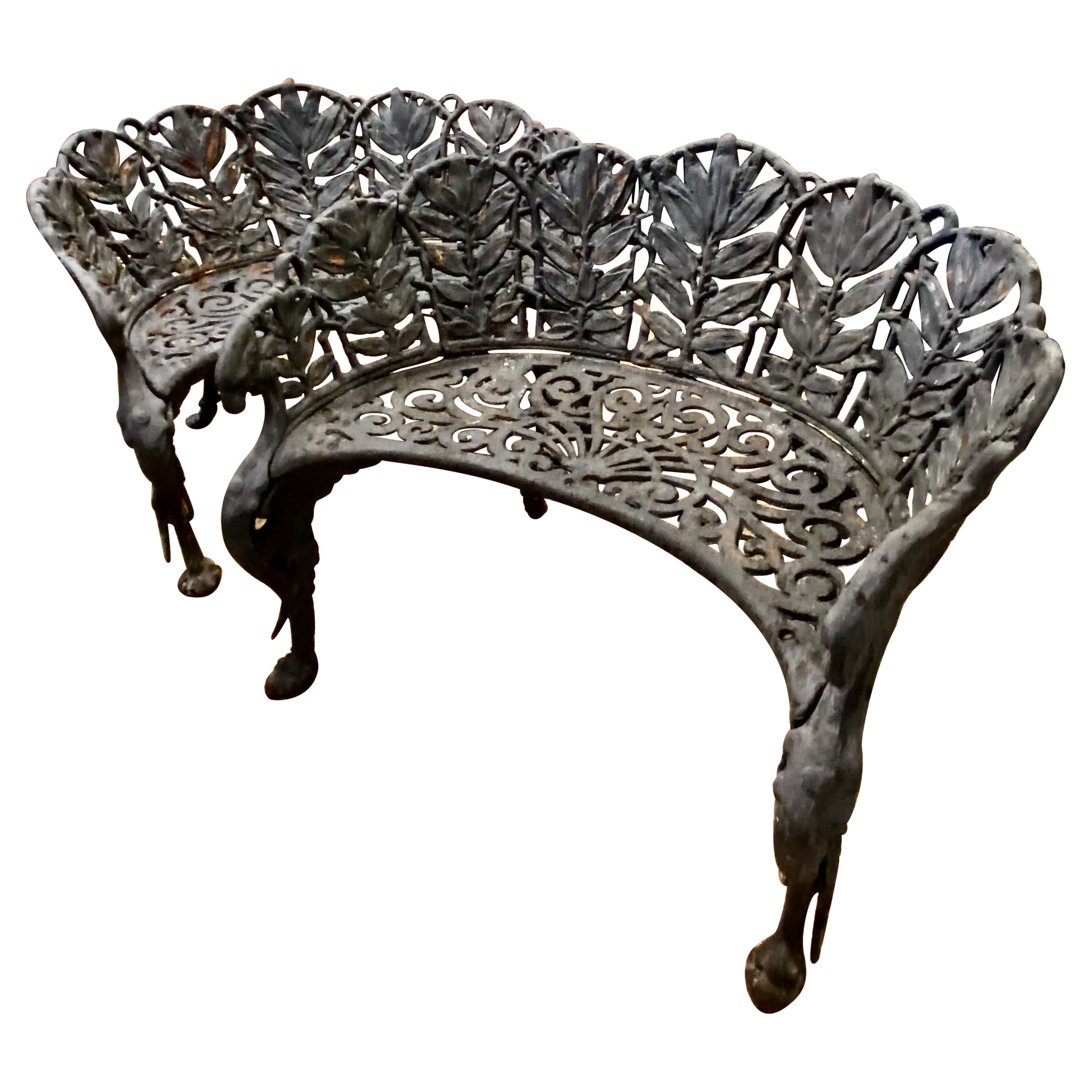 Pair 19th Century English Cast Iron Garden Benches