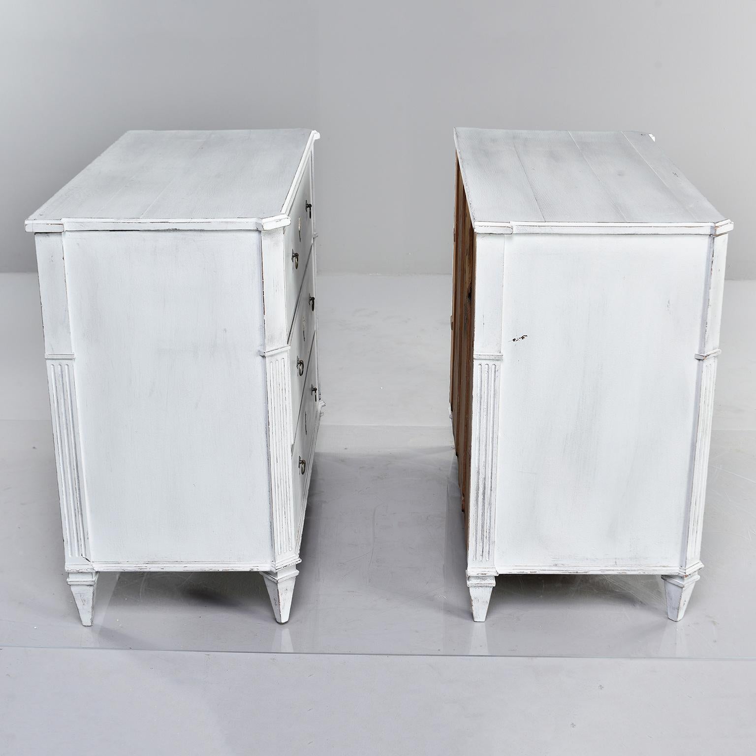 Painted Pair of 19th Century English Pine Chests with New Paint