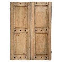 Pair 19th Century English Pine Cupboard Doors with Quatrefoil Cutouts