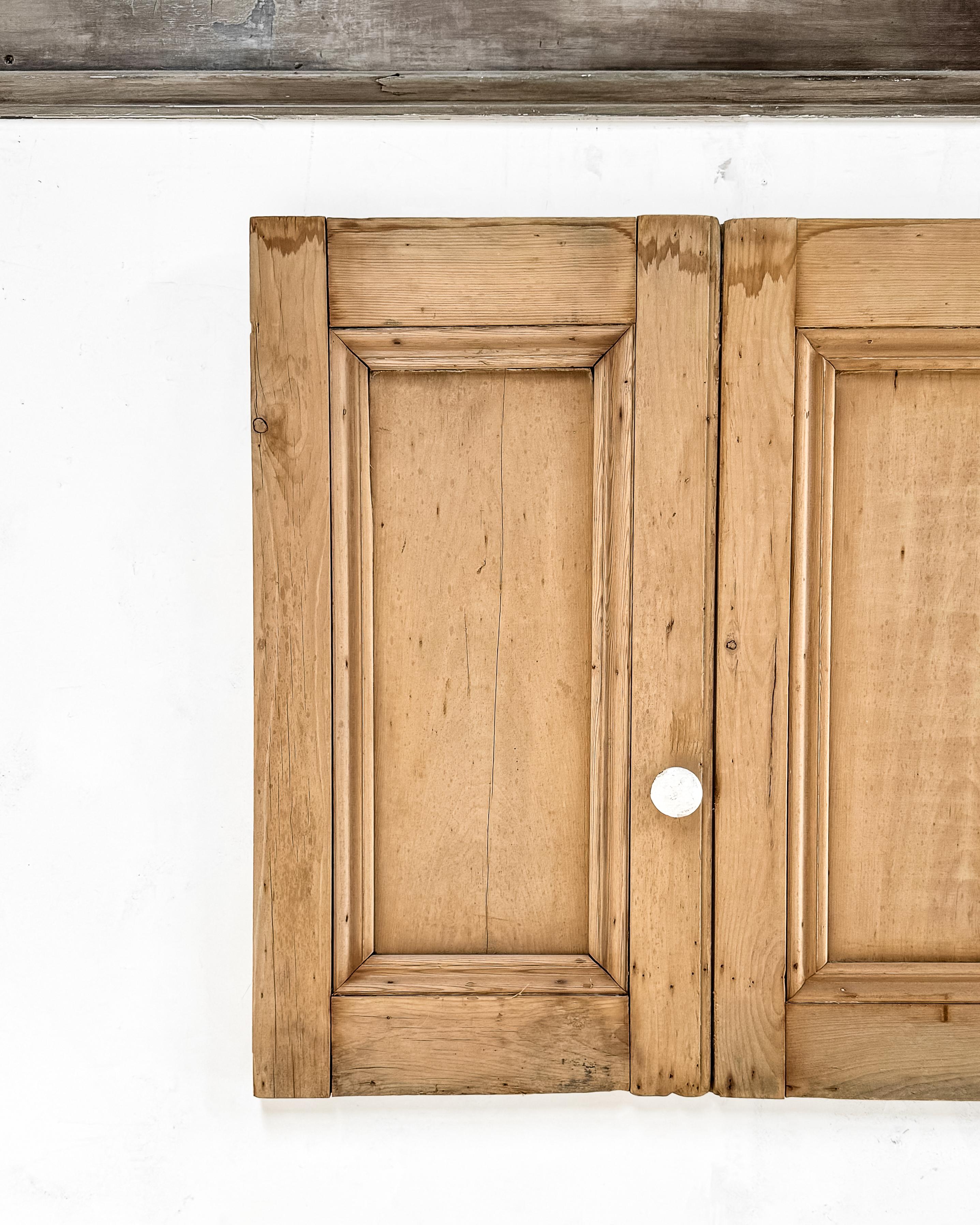Pair 19th Century English Pine Paneled Cupboard Doors For Sale 6